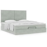 vidaXL Otomanski posteljni okvir z vzmetnicami siv 160x200 cm žamet | Shoptok.si