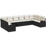 vidaXL set vrtnih sofa od 10 dijelova s jastučićima crne poli ratan, 2-sjedalna vrtna sofa s pohranjivanjem i jastučićima crne poli ratan Cijene