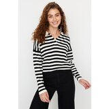 Trendyol Ecru Crop Striped Knitwear Sweater | Eponuda.ba