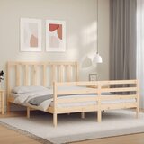 The Living Store Posteljni okvir z vzglavjem 160x200 cm trden les - Posteljni Okvir, (21531440) | Shoptok.si