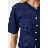  Women's Navy Blue Openwork Seasonal Knitwear Cardigan | Eponuda.ba