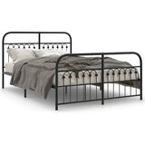 vidaXL Metalni okvir kreveta uzglavlje i podnožje crni 140x200 cm | shoptok.hr