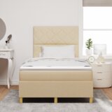 Krevet s podnicom i madracem &amp LED krem 120x200 cm tkanina | shoptok.hr
