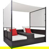 vidaXL Vrtna postelja s streho poli ratan 190x130 cm rjava, (20764821) Cene