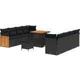  Set od 11 komada vrtni sofa s jastučićima crni poli ratan akacija | shoptok.hr