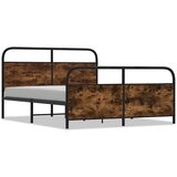 Maison Chic Kovinski Posteljni okvir - Dvoposteljna postelja - Zakonska postelja brez vzmetnice dimljen hrast 180x200cm, (21693432) | Shoptok.si