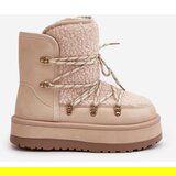 Boto Ladies Platform Snow Boots With Lacing Light Beige Riaviana | Shoptok.si