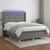 Maison Chic Box spring postelja - Vzmetna postelja z vzmetnico LED temno siva 140x190 cm blago SL9553, (21900123) | Shoptok.si
