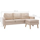 vidaXL trosjed od tkanine s tabureom krem | shoptok.hr