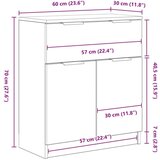  Crni Hrastov Sideboard 60x30x70 cm Konstruirano drvo | shoptok.hr