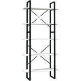 vidaXL 5-nadstropna knjižna omara bela 80x30x175 cm borovina | Shoptok.si