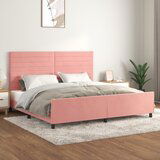 Maison Chic Posteljni okvir - Dvoposteljna postelja - Zakonska postelja z vzglavjem roza 200x200 cm žamet-J6033, (21772525) | Shoptok.si