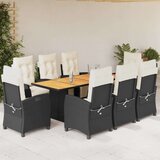  9-dijelni vrtni blagovaonski set s jastucima crni od poliratana | shoptok.hr