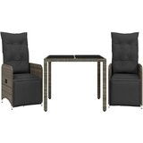 3-dijelni vrtni bistro set od poliratana s jastucima sivi | shoptok.hr