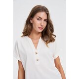 Marisse White Blouse With Buttons On The Neckline | Shoptok.si