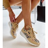 Gemre Beige checkered sneakers Afifah | Shoptok.si