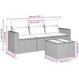  4-dijelni set vrtnih sofa od poliratana s jastucima sivi | shoptok.hr