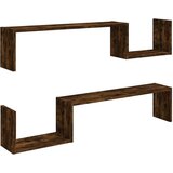  Stenske police 2 kosa dimljeni hrast 100x15x20 cm konstr. les, (20810934) | Shoptok.si