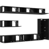  Set od 7 komada TV kabineta zidnog crnog hrasta konstruiranog drveta | shoptok.hr