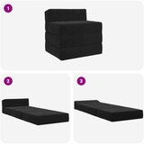 SOFA na razvlačenje Crna 200 x 70 x 15 cm Baršun | Eponuda.com