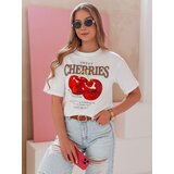DStreet T-shirt damskie oversize z wiśniami BLINKPOP biały | Shoptok.si