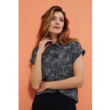 Marisse Viscose Shirt With Plant Print L-Ko-3746 Black | Shoptok.si