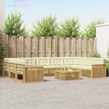  Set vanjskih sofa 10 kom. Bijela i krem Čvrsto drvo akacije | Eponuda.com