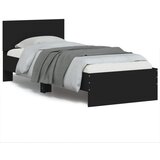  The Living Store Posteljni okvir z vzglavjem črn 90x190 cm inženirski les - Posteljni Okvir, (21502779) | Shoptok.si