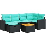vidaXL Vrtna garnitura - 7-dijelni set vrtnih sofa od poliratana s jastucima crni - Crna sa spremištem 1 | shoptok.hr