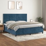 The Living Store Box spring postelja z vzmetnico temno modra 200x200 cm žamet - Box Spring Postelja, (21490717) | Shoptok.si