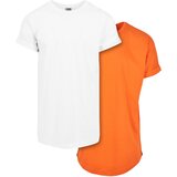 UC Men Pre-Pack Long Shaped Turnup Tee 2-Pack White+Tangerine | Shoptok.si