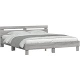  The Living Store Posteljni okvir z vzglavjem siva sonoma 200x200 cm inž. les - Posteljni Okvir, (21502758) | Shoptok.si