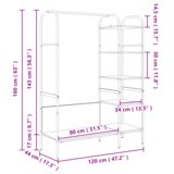 vidaXL Držač za odjeću s policama Dimljeni hrast 120x44x160 cm Inženjersko drvo | shoptok.hr