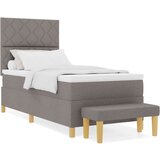vidaXL vzmetnična postelja z vzmetnico in klopjo Taupe 100x200 cm Tkanina, (22083553) | Shoptok.si