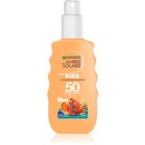 Garnier ambre Solaire Kids Sun Protection Spray SPF50 vodootporni sprej za zaštitu od sunca za tijelo i lice 150 ml | shoptok.hr