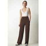 Happiness İstanbul Women's Brown Basic Knitted Sweatpants with Pocket Cene