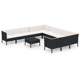  12-dijelna vrtna garnitura od poliratana s jastucima crna | shoptok.hr