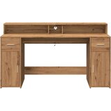 vidaXL Pisalna miza z LED lučkami artisan hrast 160x55x91 cm inž. les | Shoptok.si