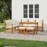  7-dijelni vrtni blagovaonski set s jastucima od bagremovog drva | shoptok.hr