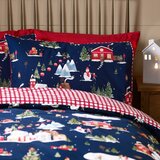 Catherine Lansfield Modra posteljnina za zakonsko posteljo 200x200 cm Ski Village – | Shoptok.si