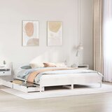  Posteljni okvir brez vzmetnice bel 200x200 cm trdna borovina | Shoptok.si