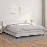  Box spring postelja z vzmetnico bela 180x200 cm umetno usnje, (20790262) Cene