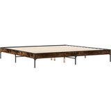  The Living Store Posteljni okvir dimljeni hrast 200x200 cm inž. les in kovina - Posteljni Okvir, (21499799) | Shoptok.si