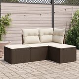 vidaXL 4-dijelni set vrtnih sofa od poliratana s jastucima smeđi Cijene