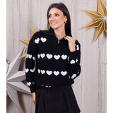 Gemre Black sweater with a zip-up turtleneck in hearts Alda | shoptok.hr