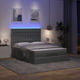 vidaXL Otomanski posteljni okvir z vzmetnico siv 140x190 cm blago | Shoptok.si