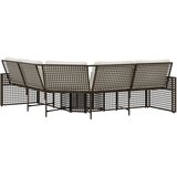 Vrtna sofa L-oblika s jastucima i tabureom smeđi od poliratana | shoptok.hr