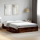 Maison Chic Posteljni okvir - Dvoposteljna postelja - Zakonska postelja s predali dimljen hrast 160x200 cm inž. les, (21696930) | Shoptok.si