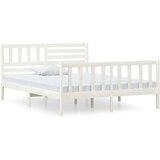  Posteljni okvir bel iz trdnega lesa 120x190 cm 4FT, (20643289) | Shoptok.si
