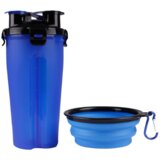  Set flašica + činija za poneti za pse, 320ml, plavi cene